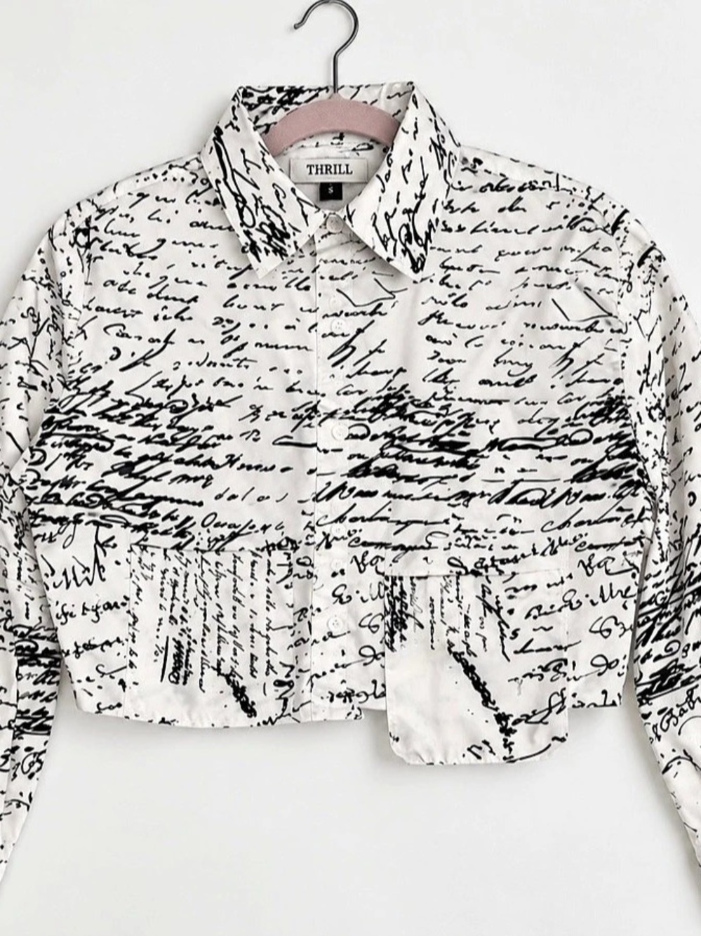 Thrill Script Print Cropped Jacket Size Small Like New